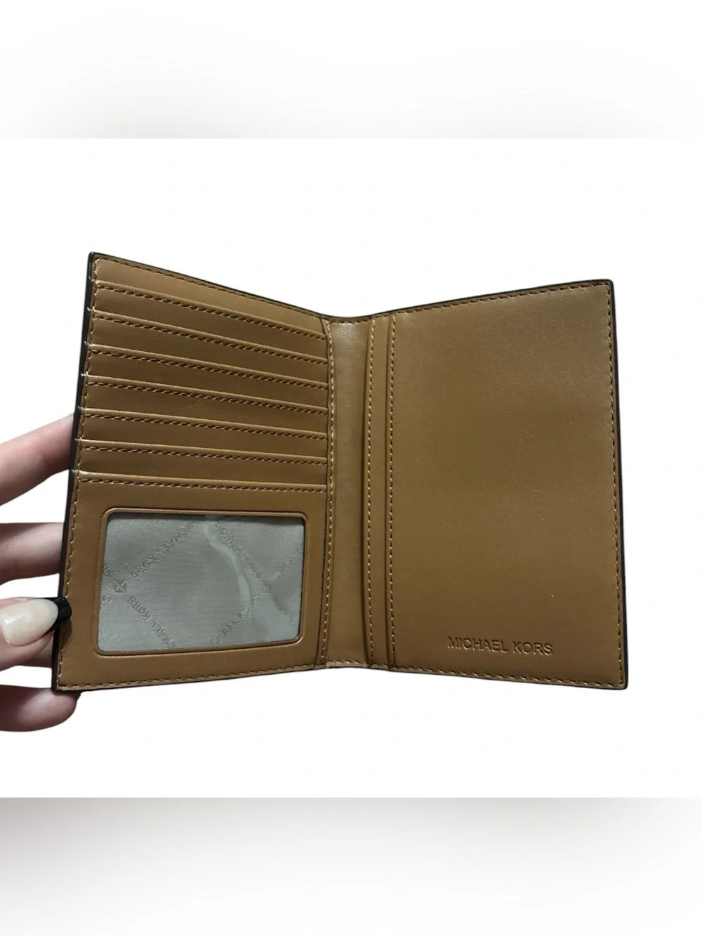 Michael Kors Brown and Black Monogram Card And Passport Wallet